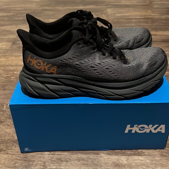 Hoka Shoes - Women’s Hoka Clifton 8; Color- gray and rose gold